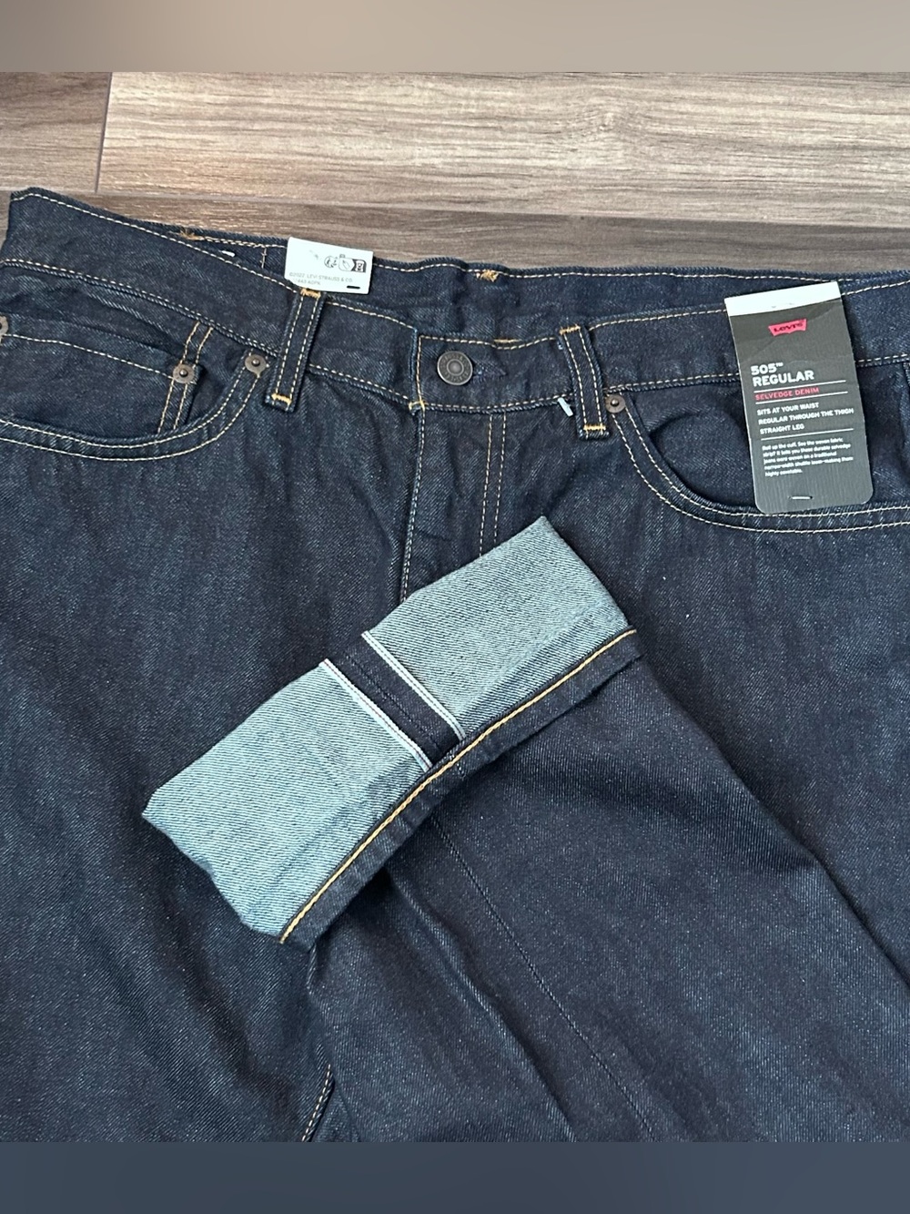 Levi's Premium 505 Regular Fit Selvedge Jeans Men's 34x30 Denim Straight Leg
